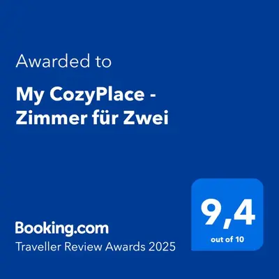 Ein Zertifikat, Auszeichnung, Logo oder anderes Dokument, das in der Unterkunft myCozyPlace - Gemütliches Zimmer für Zwei ausgestellt ist