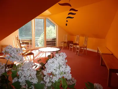 Ein Sitzbereich in der Unterkunft Bio-Hotel Helvetia