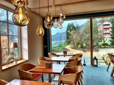 Ein Sitzbereich in der Unterkunft Bio-Hotel Helvetia