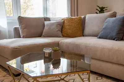 Ein Sitzbereich in der Unterkunft Innenstadt-Apartments Klinik Friedrichstadt