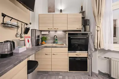 Küche/Küchenzeile in der Unterkunft Meißen Altstadt SmartLuxusOase WLAN Netflix Magenta Disney+