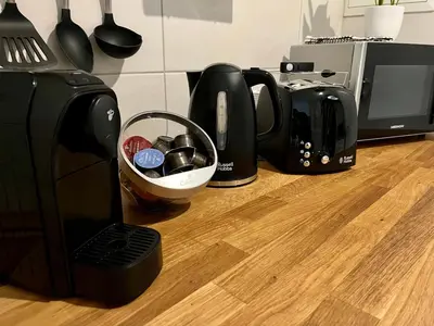 Küche/Küchenzeile in der Unterkunft Studio an der Elbe mit Balkon, Küche und Netflix