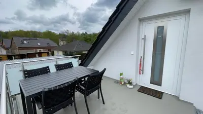 Ein Balkon oder eine Terrasse in der Unterkunft Ferienhaus Helfert FeWo2 mit eigener Terrasse
