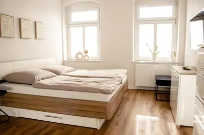 Ein Bett oder Betten in einem Zimmer der Unterkunft familienfr. FeWo in Dresden-Striesen