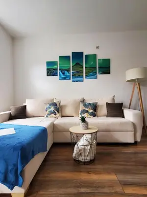Ein Bett oder Betten in einem Zimmer der Unterkunft Terrassenwohnung Nordlicht