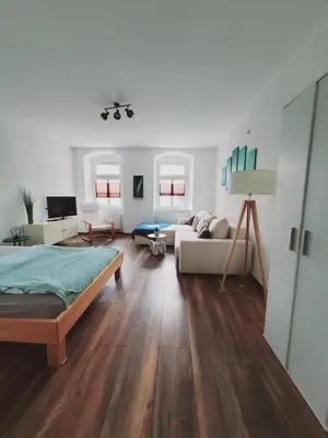 Ein Bett oder Betten in einem Zimmer der Unterkunft Terrassenwohnung Nordlicht