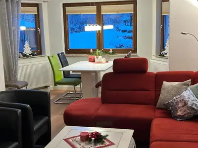 Ein Sitzbereich in der Unterkunft Sonnenhaus