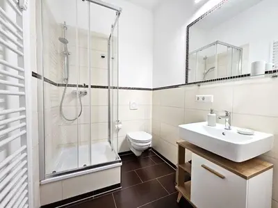 Ein Badezimmer in der Unterkunft Zentrales 2 Raum Apartment