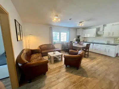 Ein Sitzbereich in der Unterkunft Ferienwohnung Kornkäfer 3