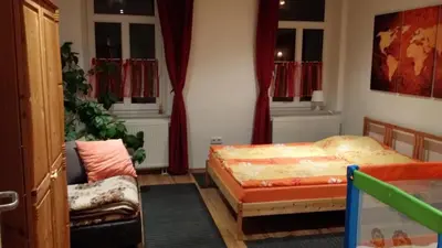 Ein Bett oder Betten in einem Zimmer der Unterkunft Ferienwohnung Paschke Chemnitz Schönau
