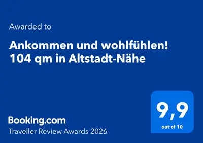 Ein Zertifikat, Auszeichnung, Logo oder anderes Dokument, das in der Unterkunft Ankommen und wohlfühlen! 104 qm in Altstadt-Nähe ausgestellt ist
