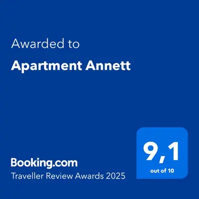 Ein Zertifikat, Auszeichnung, Logo oder anderes Dokument, das in der Unterkunft Apartment Annett ausgestellt ist