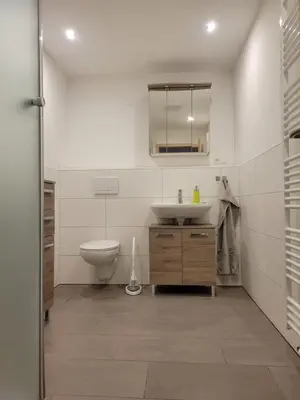 Ein Badezimmer in der Unterkunft Ferienwohnung am Wald