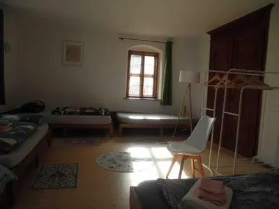 Ein Bett oder Betten in einem Zimmer der Unterkunft Erholen im Kranichhof, Garten, Sauna - Nähe Heide