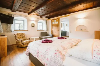 Ein Bett oder Betten in einem Zimmer der Unterkunft Ferienhaus am Hörnchen