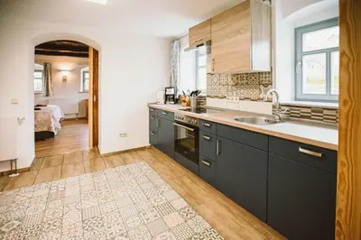 Küche/Küchenzeile in der Unterkunft Ferienhaus am Hörnchen
