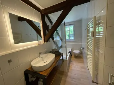 Ein Badezimmer in der Unterkunft Ferienwohnung Kohlbornsteinblick am Malerweg