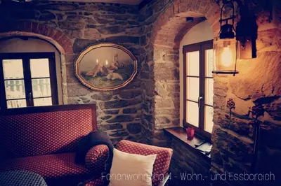 Ein Sitzbereich in der Unterkunft Apartment Grubenhaus20