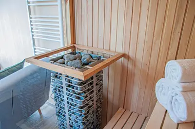 Ein Sitzbereich in der Unterkunft Haus Borstel