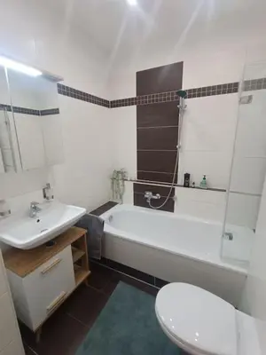 Ein Badezimmer in der Unterkunft FeWo an den Elbwiesen neben der Altstadt