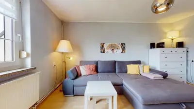 Ein Sitzbereich in der Unterkunft Karls Ferienhaus