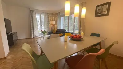 Ein Sitzbereich in der Unterkunft Ferienhaus am weißen Adler