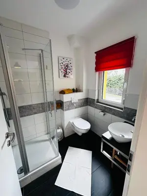 Ein Badezimmer in der Unterkunft Fischis Ferienwohnung Struppen