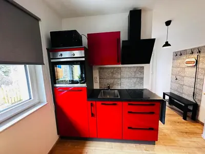 Küche/Küchenzeile in der Unterkunft Fischis Ferienwohnung Struppen