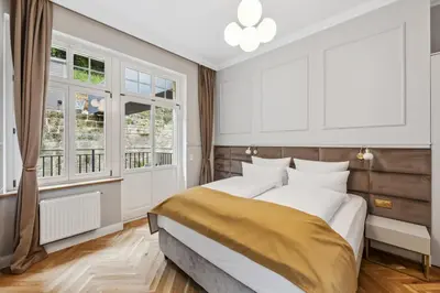 Ein Bett oder Betten in einem Zimmer der Unterkunft Residenz Hugo