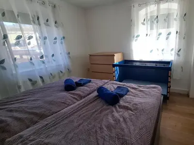 Ein Bett oder Betten in einem Zimmer der Unterkunft Zum Jagdsteinblick