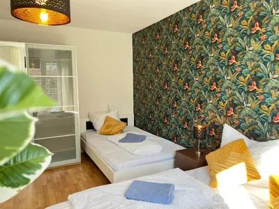 Ein Bett oder Betten in einem Zimmer der Unterkunft STARiVA - Terrasse über Dresden - Kaffeemachine - Netflix - Brettspiele