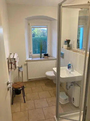 Ein Badezimmer in der Unterkunft Landhaus Böhmer, Ferienwohnung Papststein