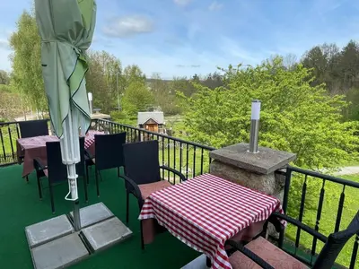 Ein Balkon oder eine Terrasse in der Unterkunft Ferienapartment 