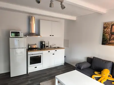 Küche/Küchenzeile in der Unterkunft Ferienwohnung am Mühlbach