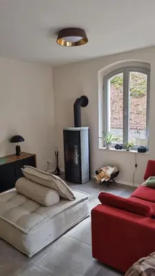Ein Sitzbereich in der Unterkunft Ferienhaus zum Wehlener Grund