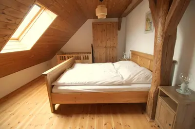 Ein Bett oder Betten in einem Zimmer der Unterkunft Zu Gast bei den Zaungästen