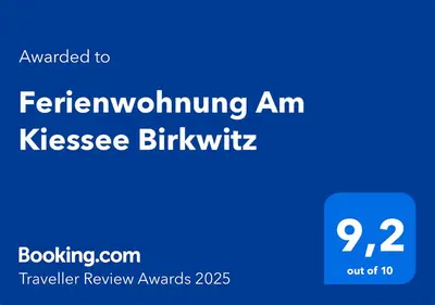 Ein Zertifikat, Auszeichnung, Logo oder anderes Dokument, das in der Unterkunft Ferienwohnung Am Kiessee Birkwitz ausgestellt ist