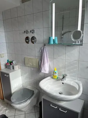 Ein Badezimmer in der Unterkunft Gästewohnung mit Fernblick