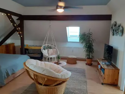 Ein Bett oder Betten in einem Zimmer der Unterkunft Gästewohnung mit Fernblick