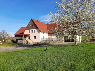 Ein Garten an der Unterkunft Ferienwohnung SandSteinLand