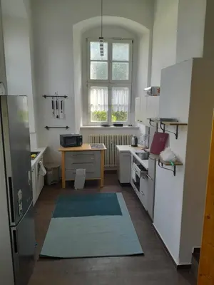 Küche/Küchenzeile in der Unterkunft Residieren im barocken Herrenhaus Pannewitz