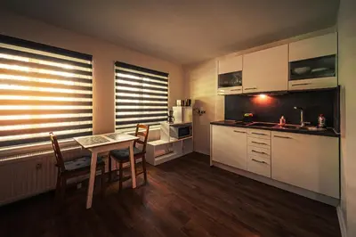 Küche/Küchenzeile in der Unterkunft GottwaldHaus-Freiberg-Apartment E