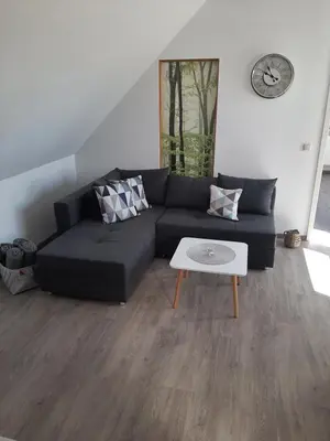 Ein Sitzbereich in der Unterkunft Ferienwohnung Fernblick bei Brückners