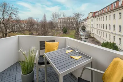 Ein Balkon oder eine Terrasse in der Unterkunft Wohnperle Friedrich2 zentrumsnah