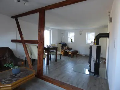 Ein Sitzbereich in der Unterkunft Ferienhaus Ilse