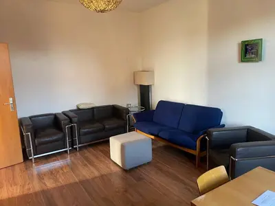 Ein Sitzbereich in der Unterkunft Haus am See Annahütte - für bis zu 6 Personen