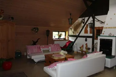 Ein Sitzbereich in der Unterkunft Ferienscheune Sächsische Schweiz