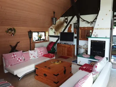 Ein Sitzbereich in der Unterkunft Ferienscheune Sächsische Schweiz