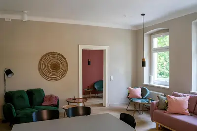 Ein Sitzbereich in der Unterkunft Dein Zuhause in der Ferne im grünen Kreativhof 