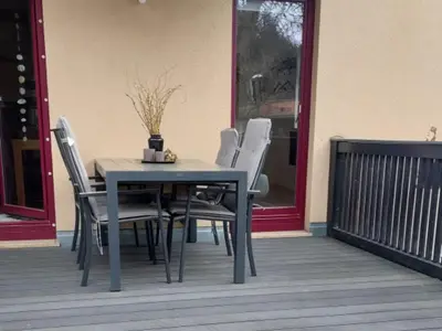 Ein Balkon oder eine Terrasse in der Unterkunft Am Rander der Stadt aber Zentrums Nähe